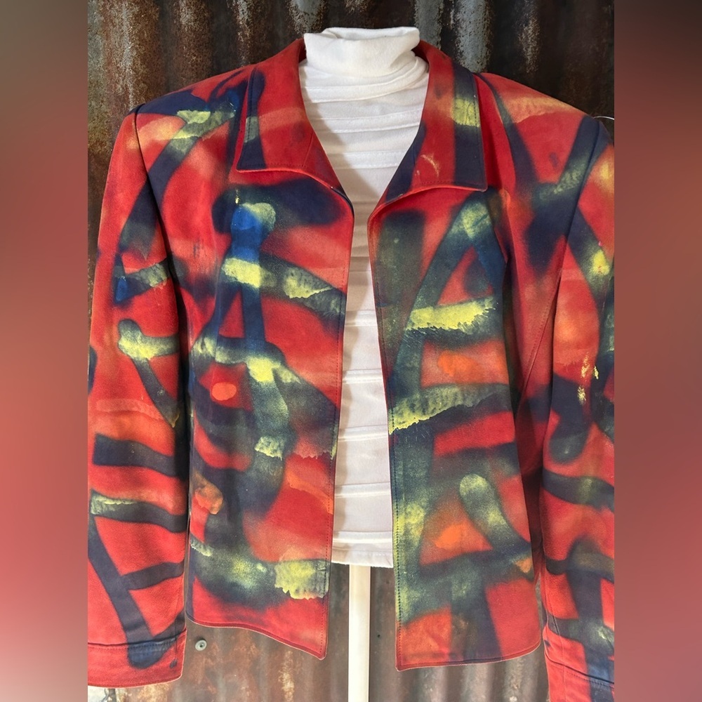 Allen Vandever Hand-painted Art Jacket ONE OF A KIND! - size small - Picture 2 of 8